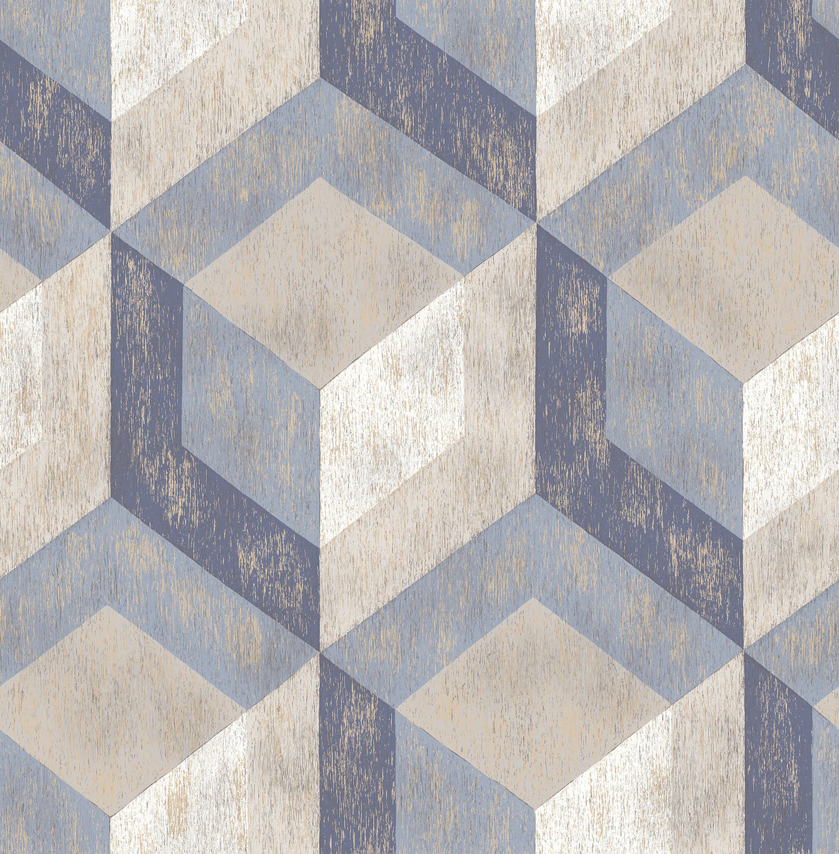 A-Street Prints 2701-22311 Rustic Wood Tile Blue Geometric Wallpaper