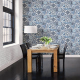 A-Street Prints 2701-22316 Marrakesh Tiles Blue Mosaic Wallpaper