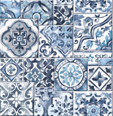 A-Street Prints 2701-22316 Marrakesh Tiles Blue Mosaic Wallpaper