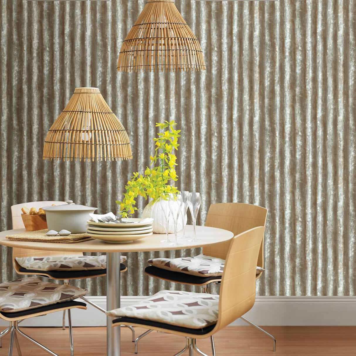 A-Street Prints 2701-22335 Corrugated Metal Grey Industrial Texture Wallpaper