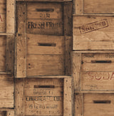 A-Street Prints 2701-22348 Wood Crates Brown Distressed Wood Wallpaper