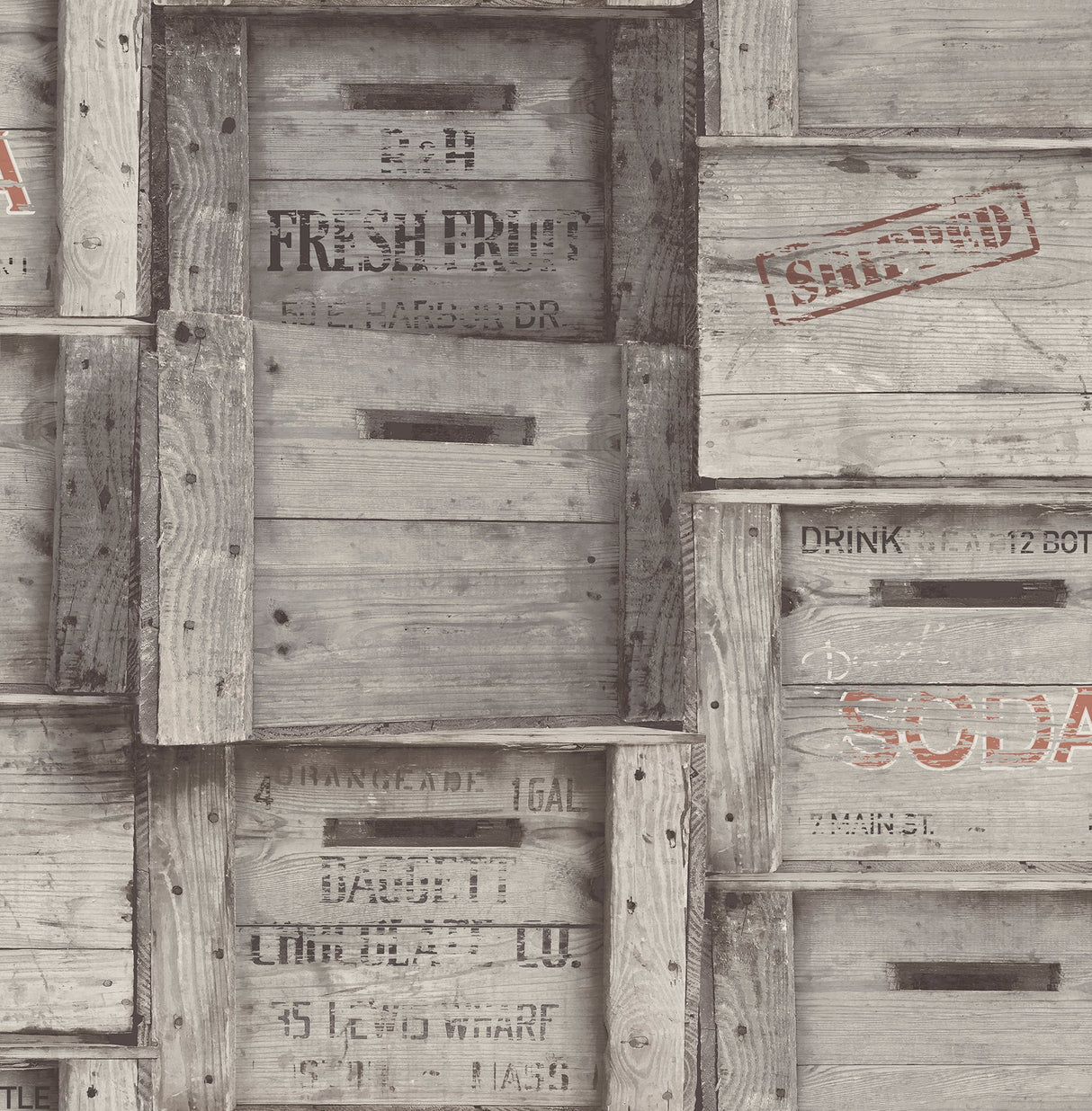 A-Street Prints 2701-22349 Wood Crates Grey Distressed Wood Wallpaper