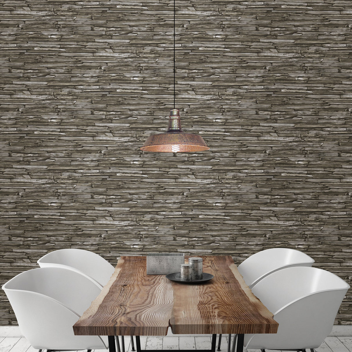 A-Street Prints 2701-22351 Stacked Slate Green Industrial Wallpaper