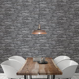 A-Street Prints 2701-22352 Stacked Slate Charcoal Industrial Wallpaper