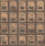 A-Street Prints 2701-22353 Vintage P.O. Boxes Rust Distressed Metal Wallpaper