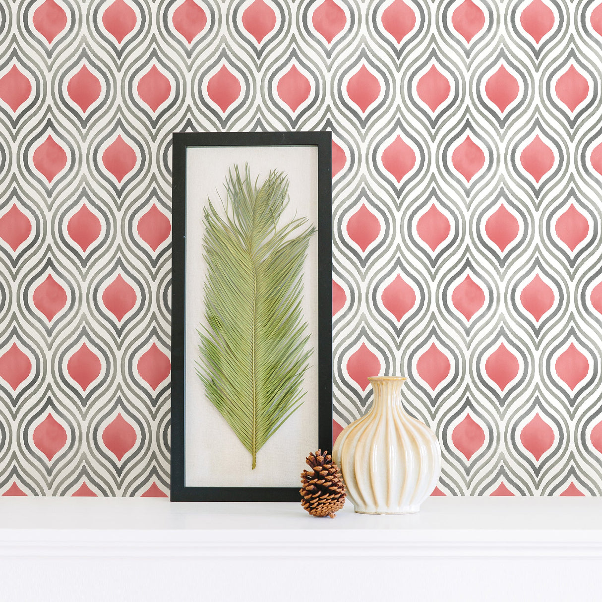 A-Street Prints 2702-22702 Plume Coral Ogee Wallpaper