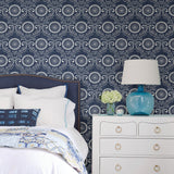 A-Street Prints 2702-22703 Jubilee Blue Medallion Damask Wallpaper