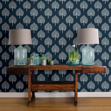 A-Street Prints 2702-22705 Grove Blue Tree Wallpaper