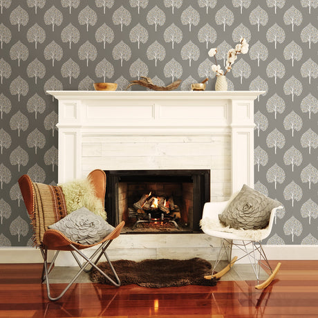 A-Street Prints 2702-22706 Grove Grey Tree Wallpaper