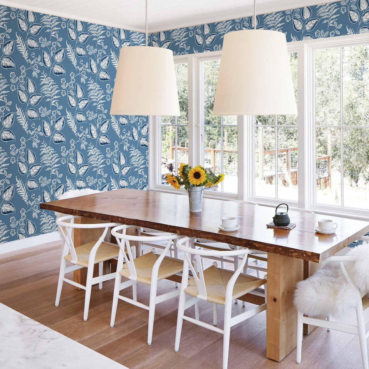 A-Street Prints 2702-22709 Trianon Blue Botanical Wallpaper