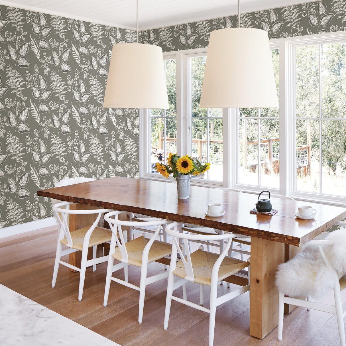 A-Street Prints 2702-22711 Trianon Grey Botanical Wallpaper