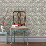 A-Street Prints 2702-22714 Jubilee Grey Medallion Damask Wallpaper