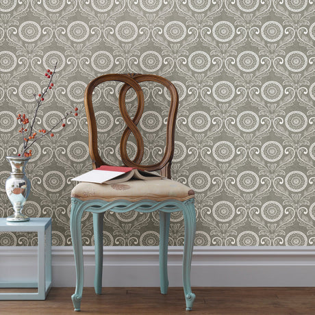 A-Street Prints 2702-22714 Jubilee Grey Medallion Damask Wallpaper