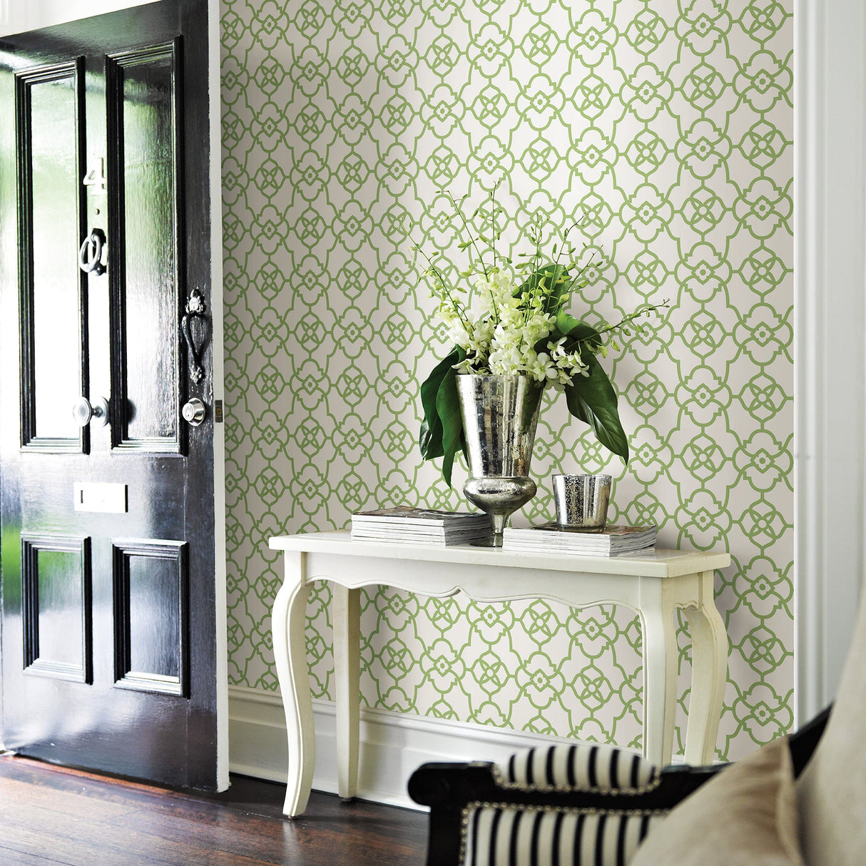 A-Street Prints 2702-22717 Atrium Green Trellis Wallpaper