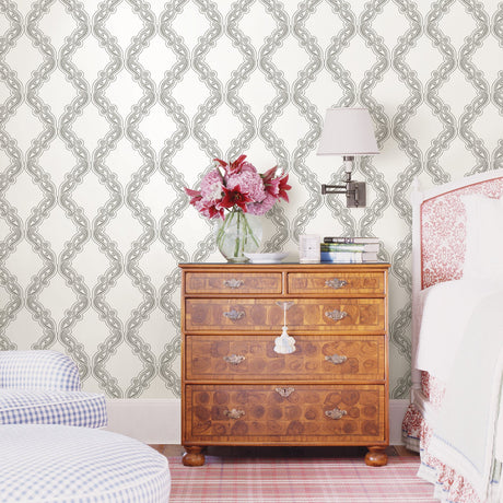 A-Street Prints 2702-22726 Harmony Grey Ogee Wallpaper