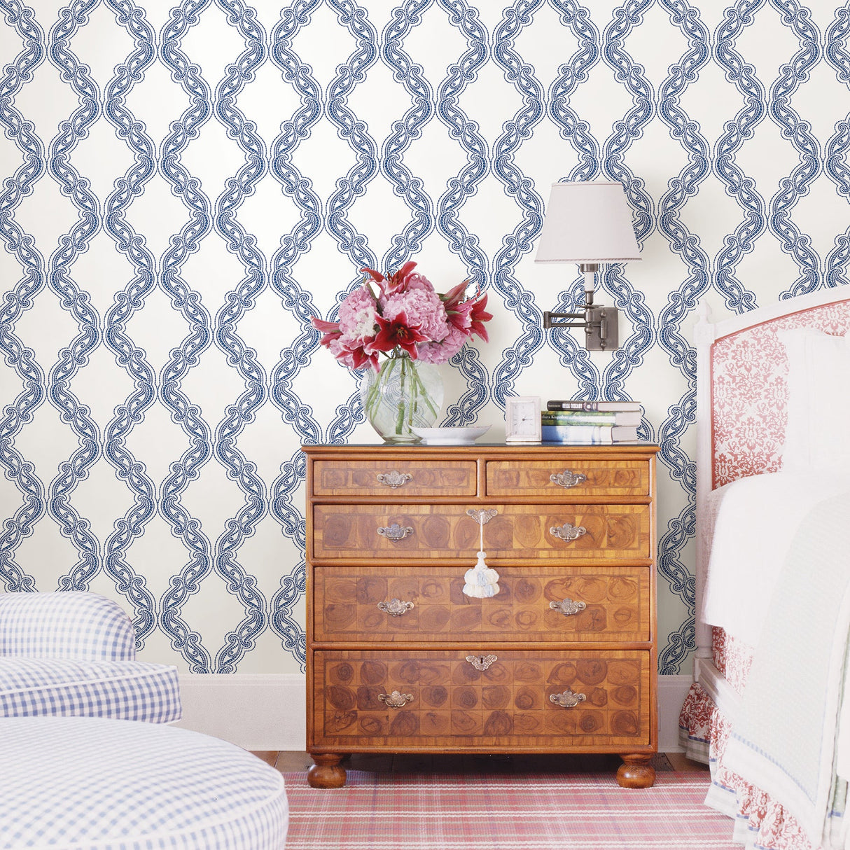 A-Street Prints 2702-22727 Harmony Blue Ogee Wallpaper