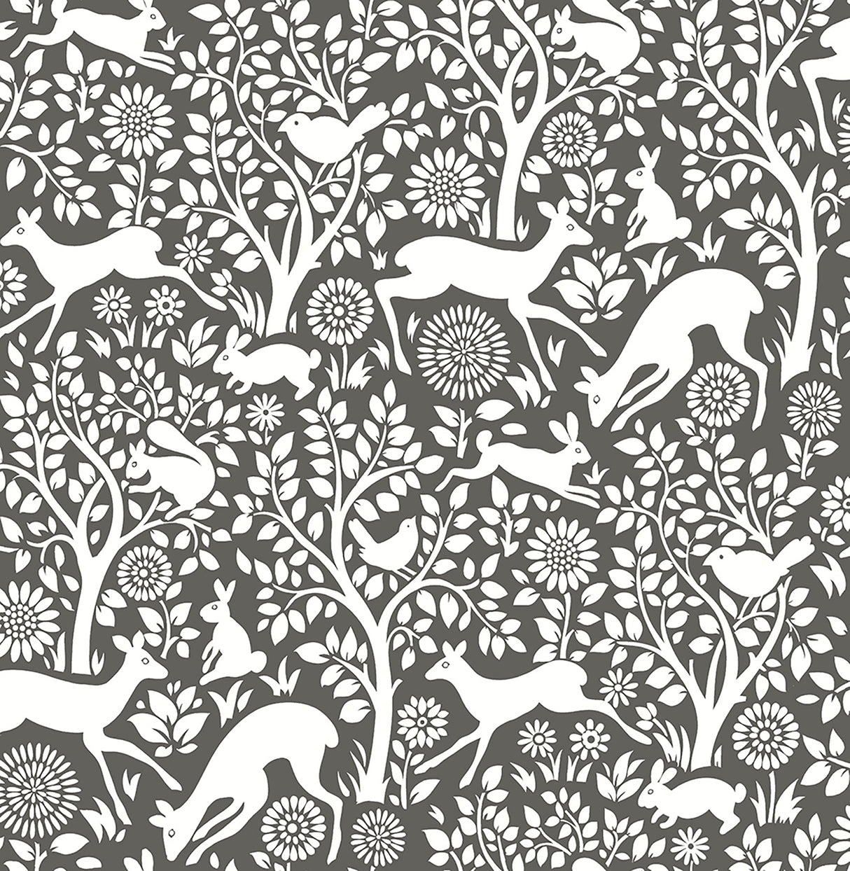 A-Street Prints 2702-22729 Meadow Charcoal Animals Wallpaper