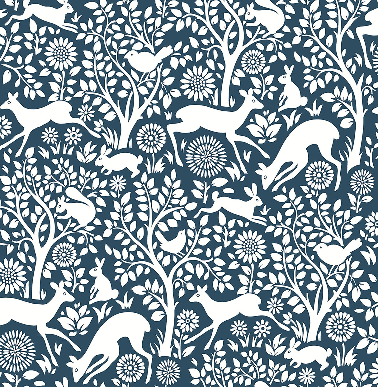 A-Street Prints 2702-22730 Meadow Navy Animals Wallpaper