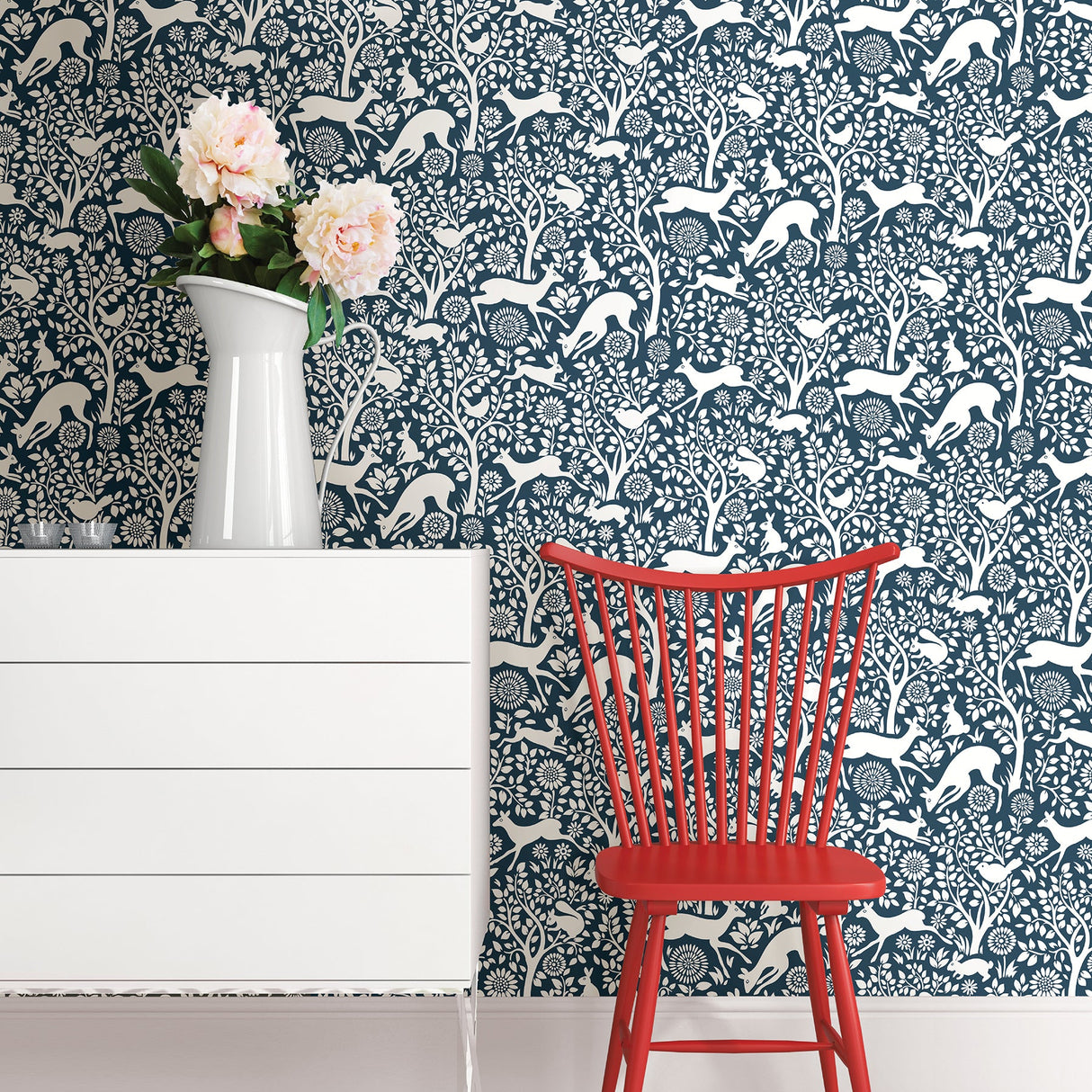 A-Street Prints 2702-22730 Meadow Navy Animals Wallpaper