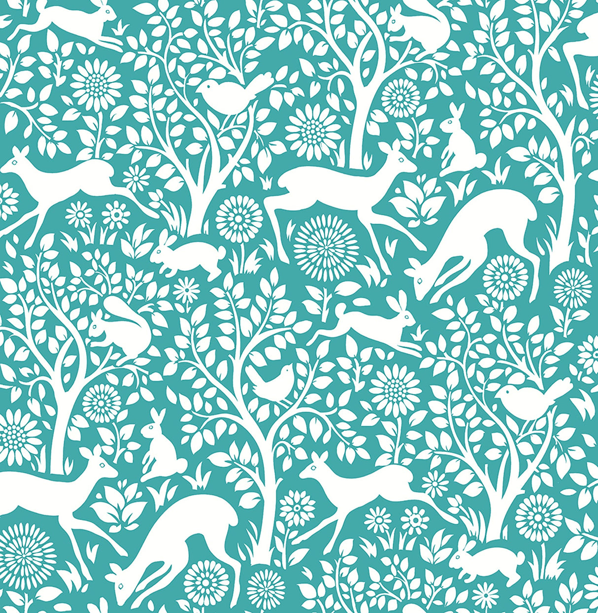 A-Street Prints 2702-22731 Meadow Teal Animals Wallpaper