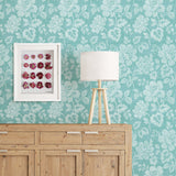 A-Street Prints 2702-22735 Tivoli Turquoise Floral Wallpaper