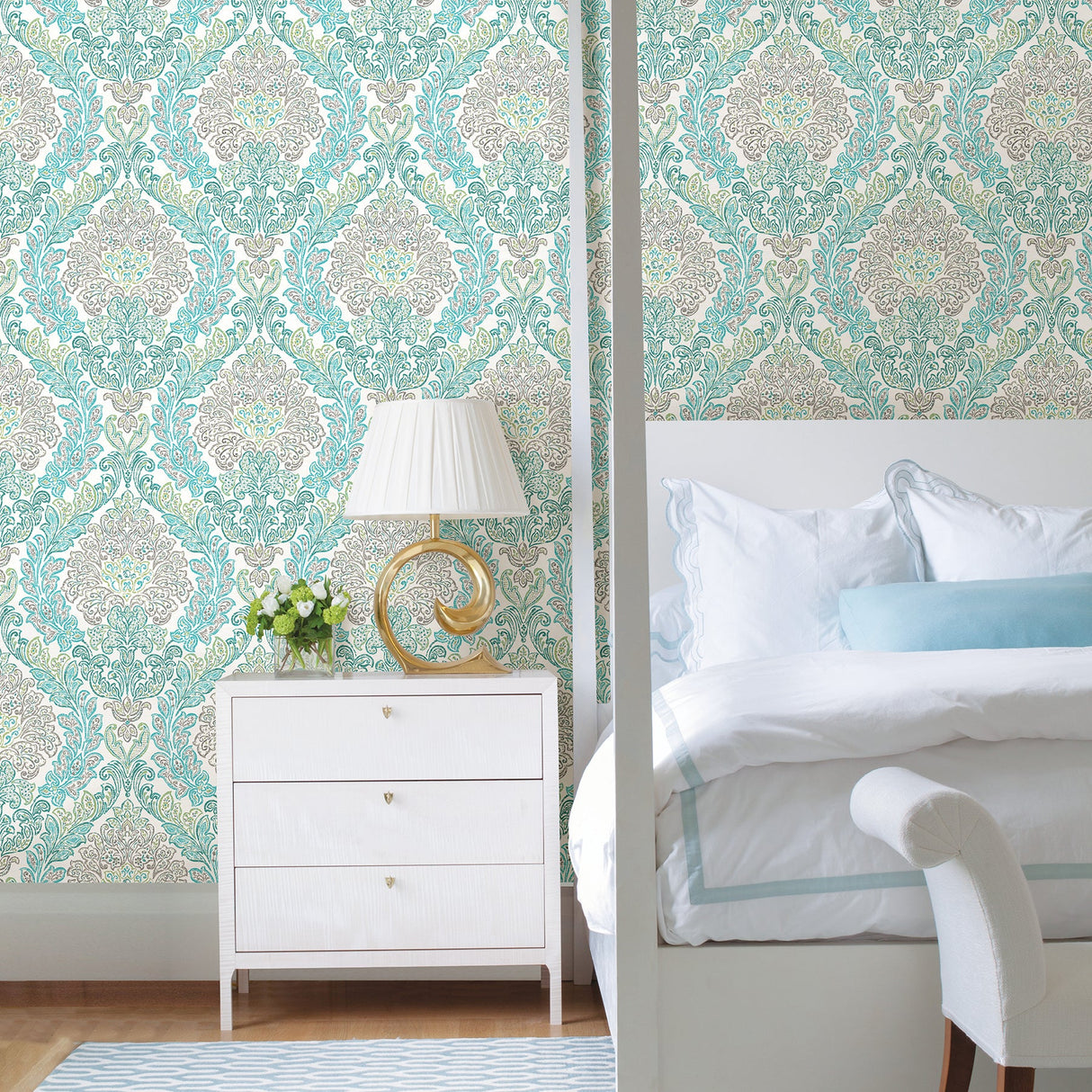 A-Street Prints 2702-22742 Fontaine Teal Damask Wallpaper