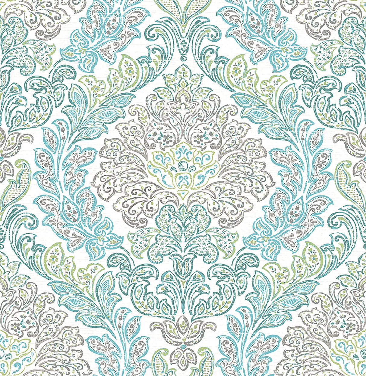 A-Street Prints 2702-22742 Fontaine Teal Damask Wallpaper