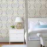 A-Street Prints 2702-22744 Fontaine Grey Damask Wallpaper