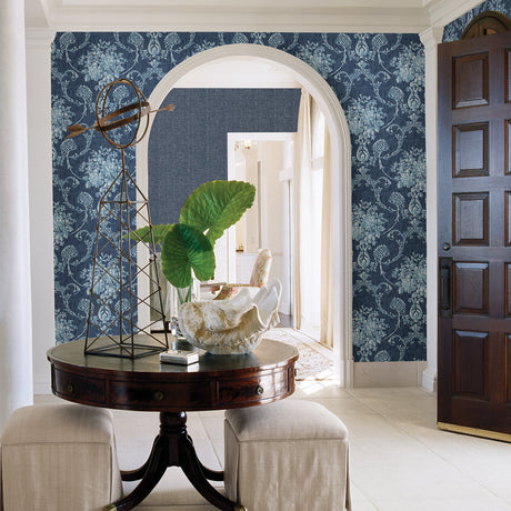 A-Street Prints 2702-22748 Winsome Blue Floral Damask Wallpaper