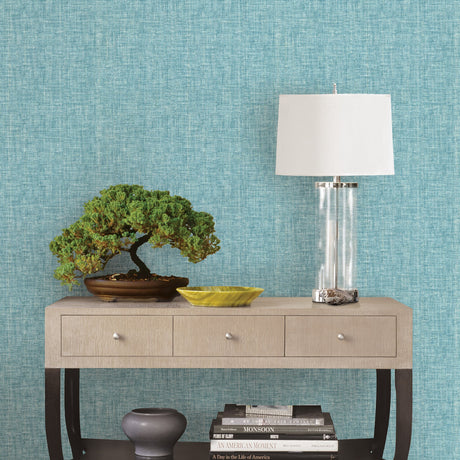 A-Street Prints 2702-22754 Oasis Turquoise Linen Wallpaper