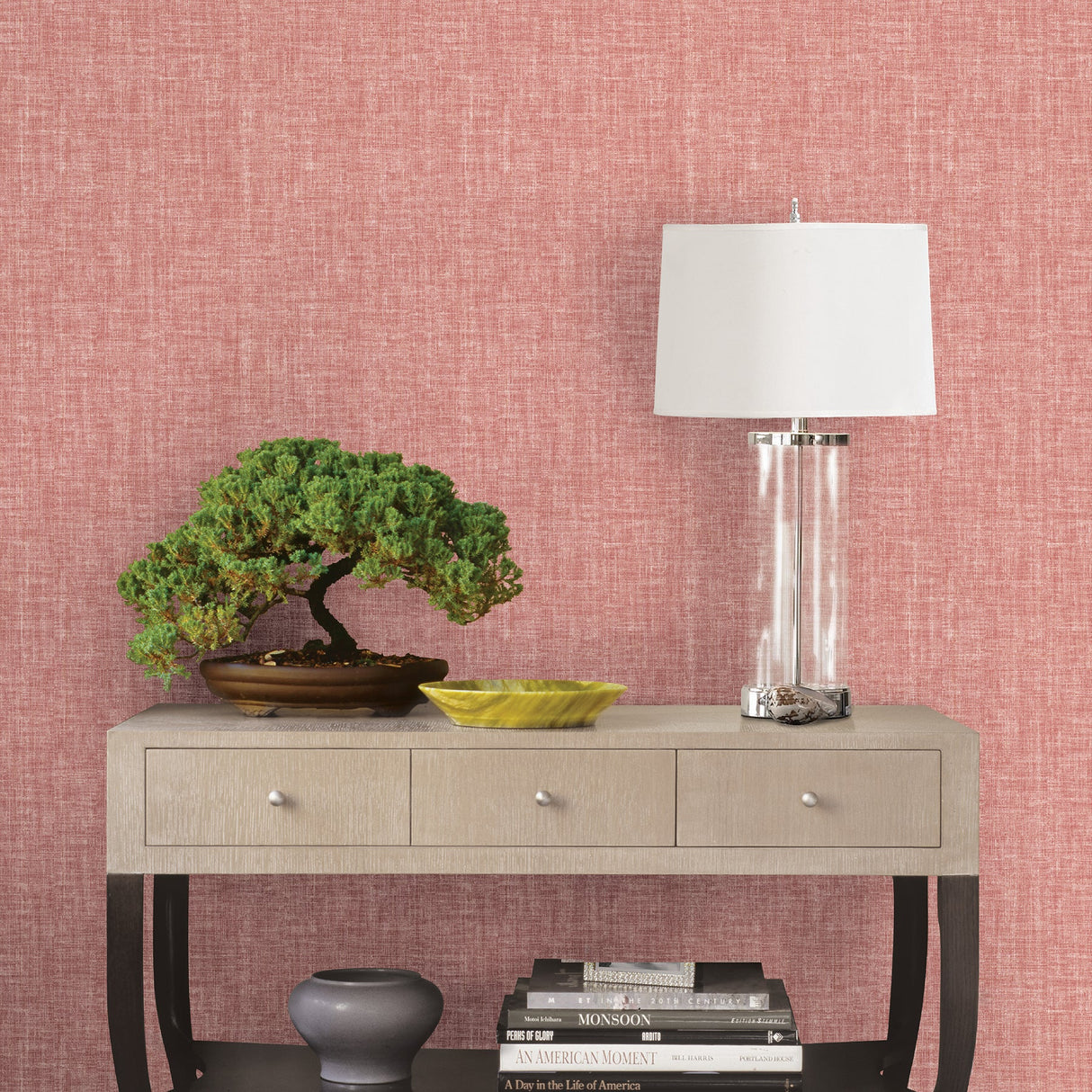 A-Street Prints 2702-22757 Oasis Red Linen Wallpaper