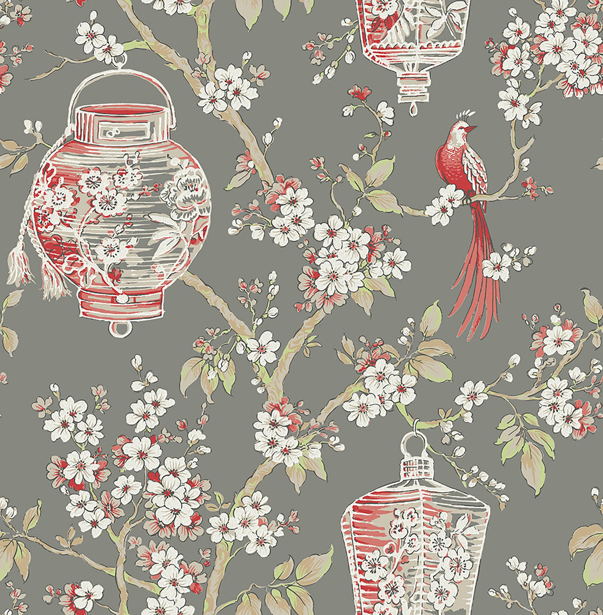 A-Street Prints 2702-22758 Serenity Red Lanterns Wallpaper