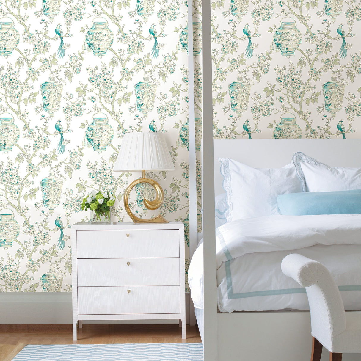 A-Street Prints 2702-22760 Serenity Teal Lanterns Wallpaper