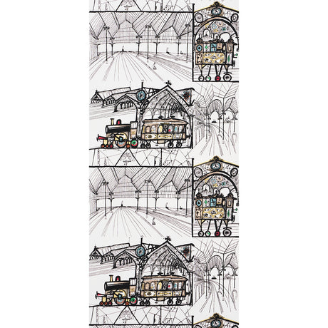 Schumacher Trains Multi On White Wallpaper - Eade's Wallpaper