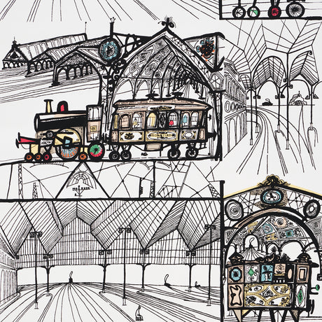 Schumacher Trains Multi On White Wallpaper - Eade's Wallpaper