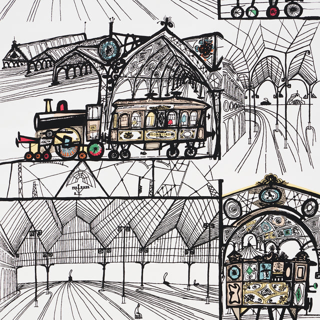 Schumacher Trains Multi On White Wallpaper - Eade's Wallpaper