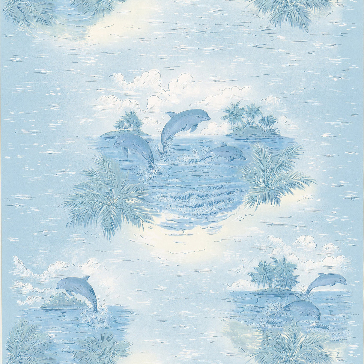 Brewster 2704-12807 Alcott Blue Tropical Dolphin Wallpaper