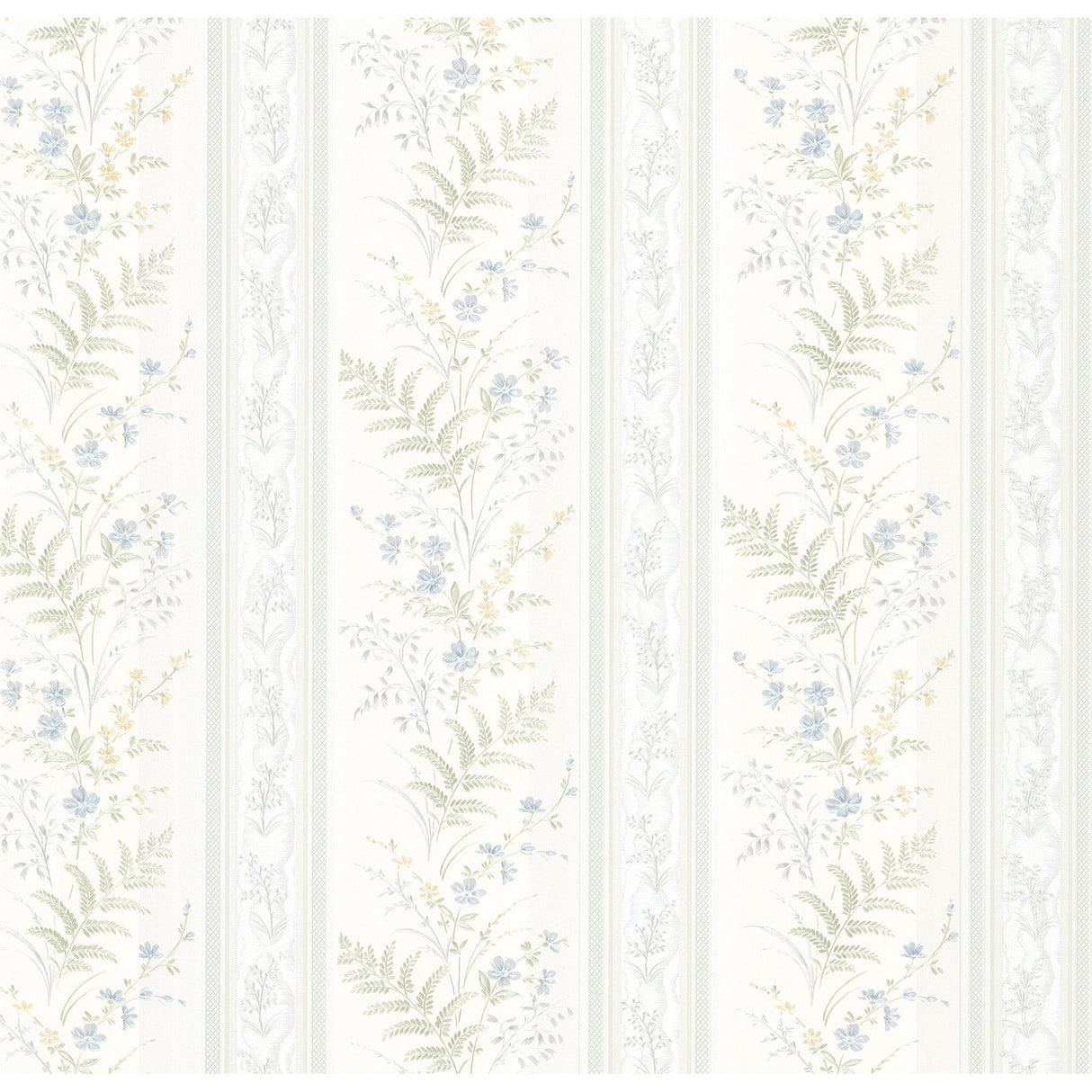 Brewster 2704-20147 Bell Blue Wildflower Stripe Wallpaper