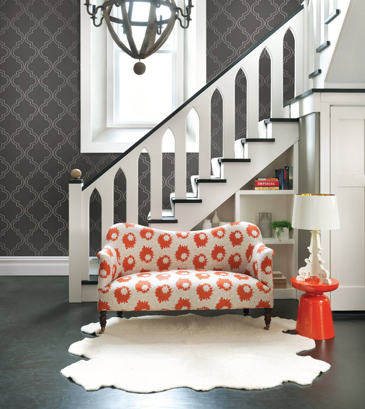 Brewster 2704-21801 Tetra Charcoal Quatrefoil Wallpaper