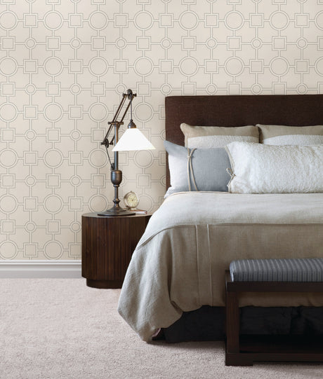 Brewster 2704-21809 Matrix Light Grey Geometric Wallpaper