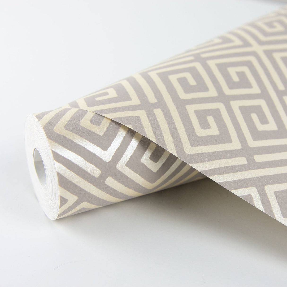 Brewster 2704-21861 Omega Taupe Flocked Geometric Wallpaper