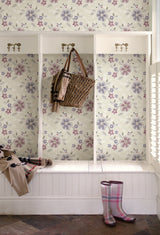 Brewster 2704-22203 Chloe Purple Floral Wallpaper