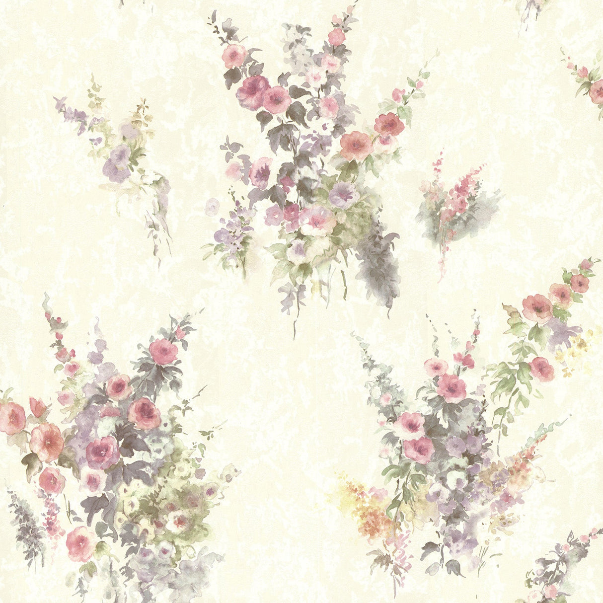 Brewster 2704-22675 Quinn Purple Bouquet Floral Wallpaper