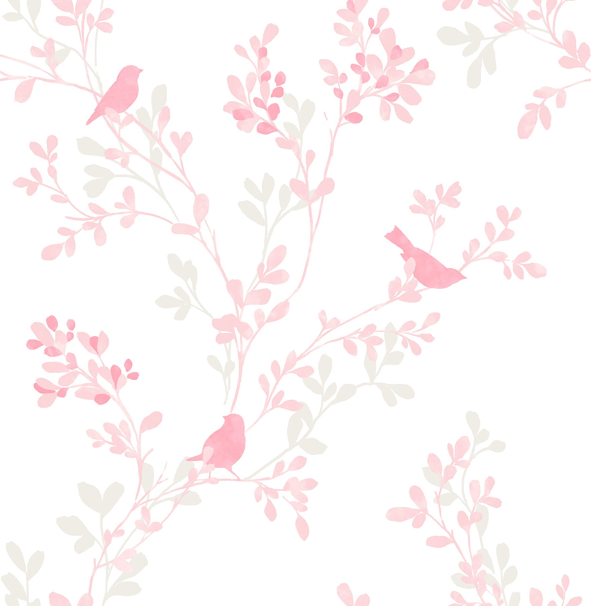 Brewster 2704-22681 Chirp Pink Birds & Trees Wallpaper