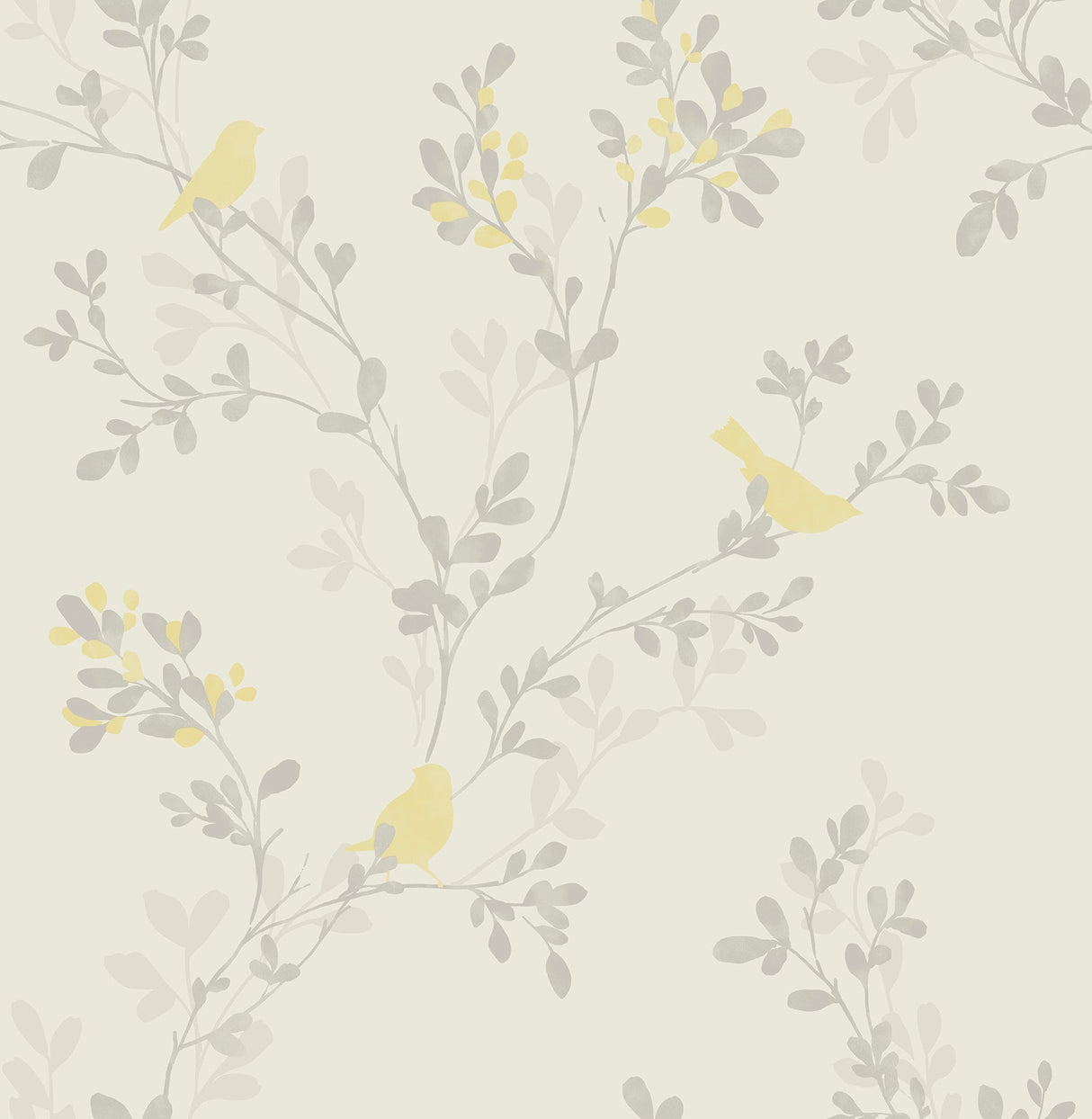 Brewster 2704-41262SW Chirp Yellow Birds & Trees Wallpaper