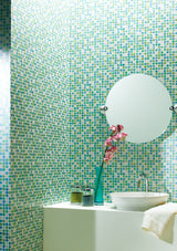 Brewster 2704-58753 Harbor Blue Sea Glass Tiles Wallpaper