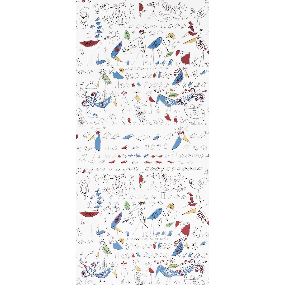 Schumacher Aviary Multi On White Wallpaper
