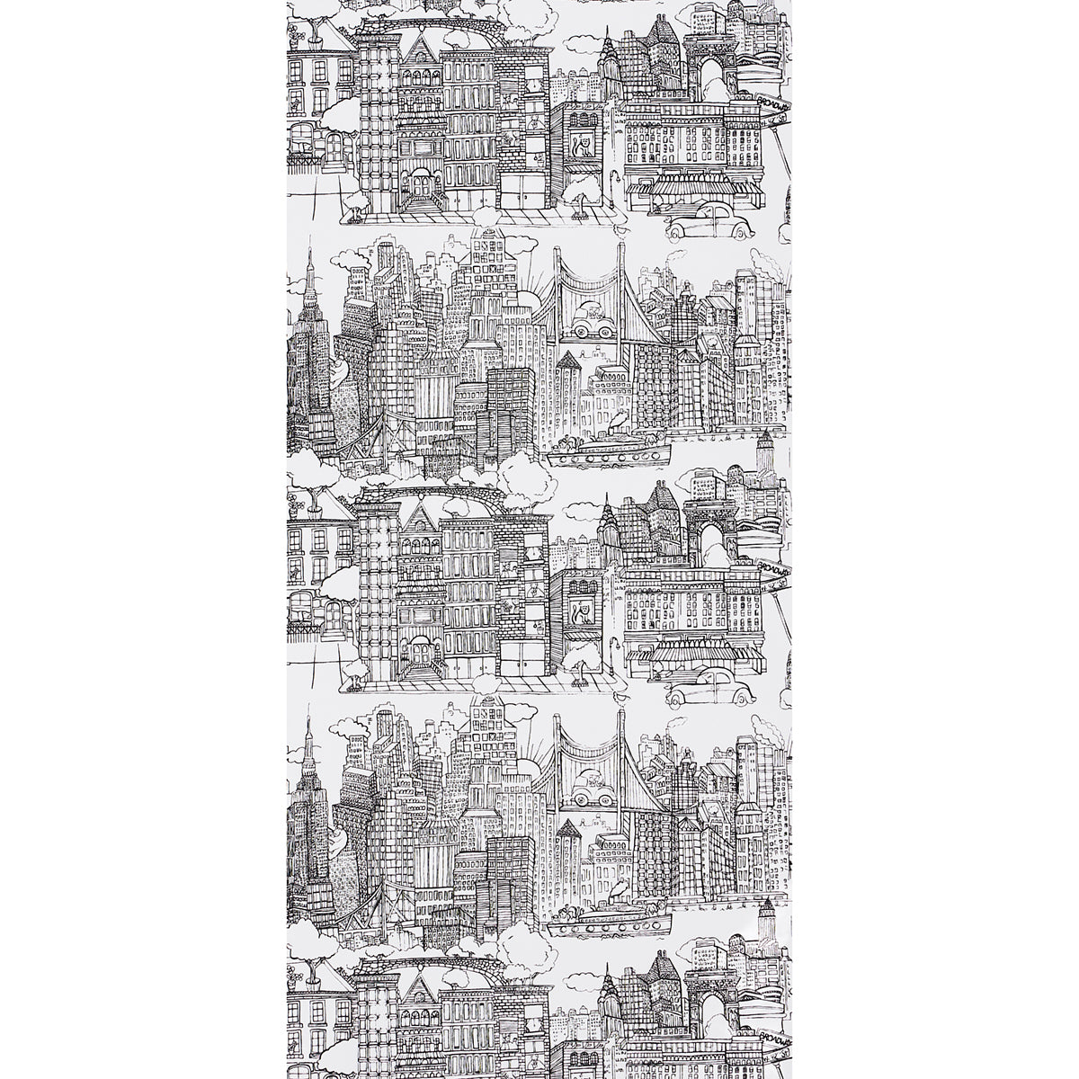 Schumacher New York  New York Black On White Wallpaper - Eade's Wallpaper