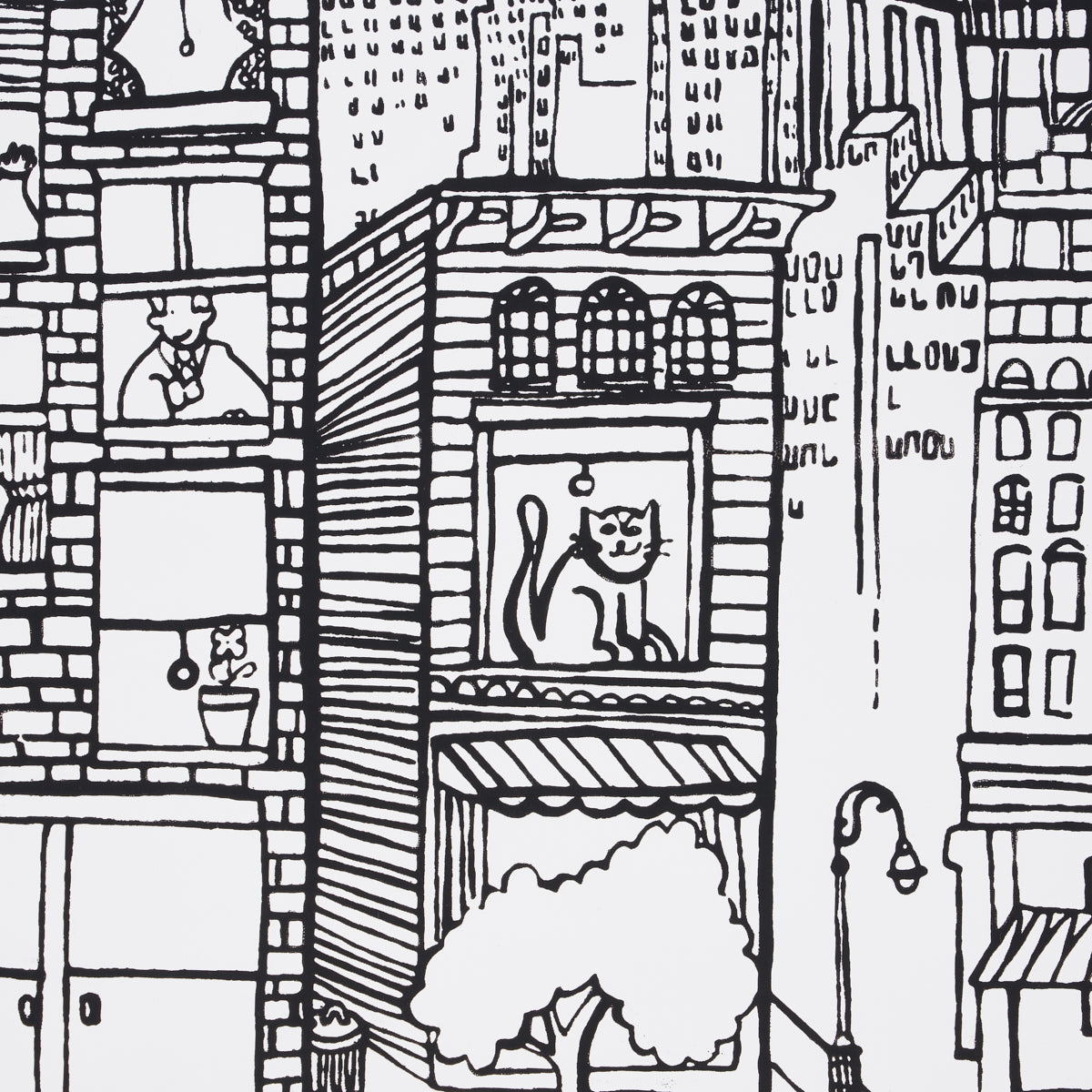 Schumacher New York  New York Black On White Wallpaper - Eade's Wallpaper