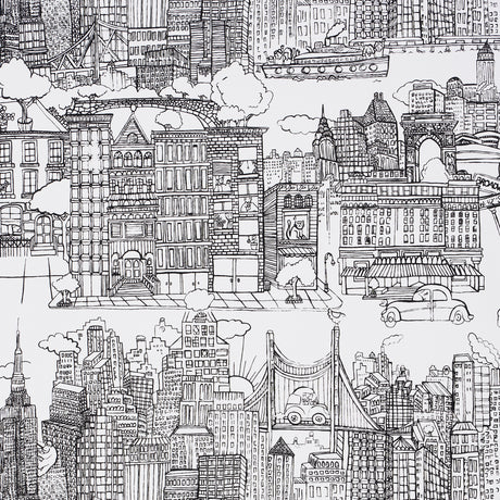 Schumacher New York  New York Black On White Wallpaper - Eade's Wallpaper